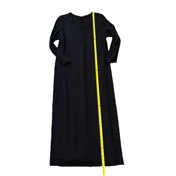 J.Jill Black Midi Dress XL Long Sleeve Soft Knit Rayon Wool Minimalist - Picture 7 of 8